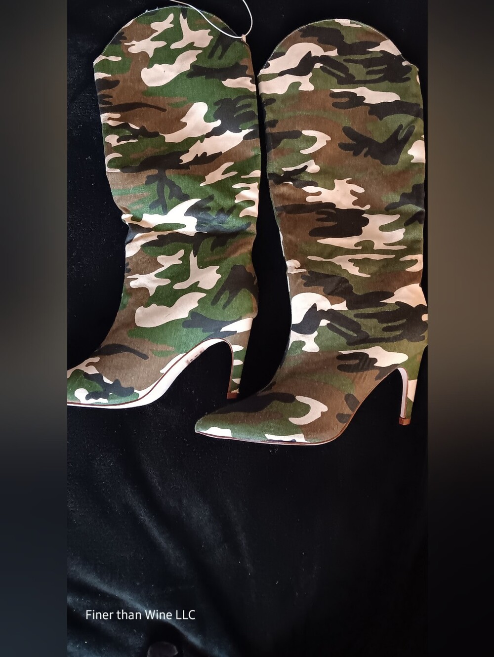 Chase & Chloe Camouflage Knee High Stiletto Boots Women's Size 8W NWOT